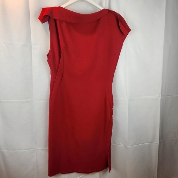 Lanvin Red Wool Raw Seam Asymmetric Dress size 12(44fr) in EUC - Picture 14 of 16